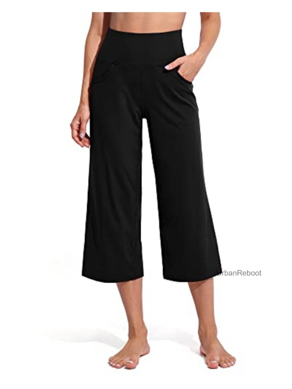 Wide Leg Capri Yoga Pants with Pockets High Waist Stretch